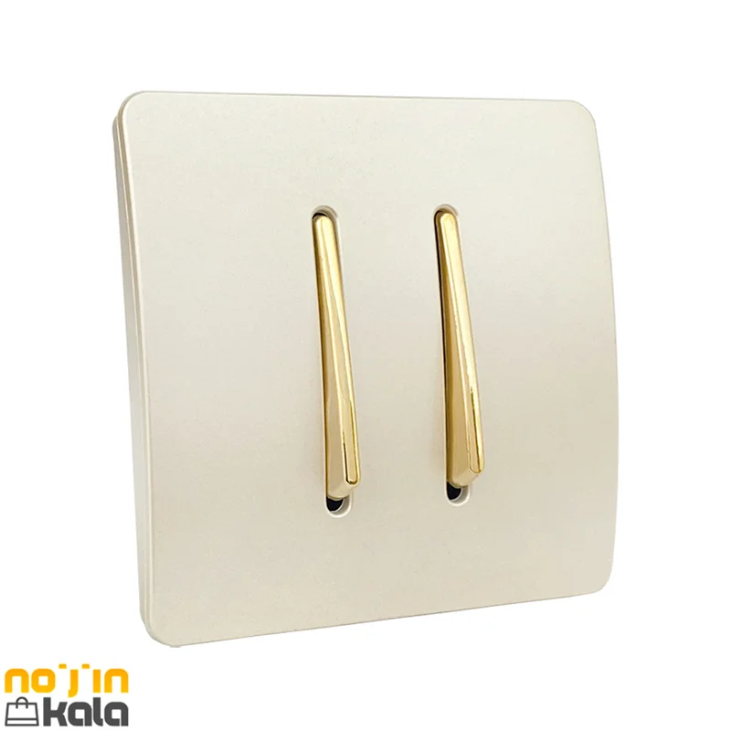 کلید دو پل آسیا الکتریک مدل کریستال صدفی-طلایی