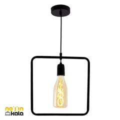 چراغ آویز فلزی تک شعله فانتزی هندسی مربع پارسیان